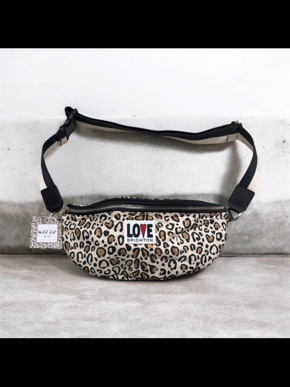 Brighton Leopard Print Wild Cat Belt Bag in Tan, Black, Cream Fanny Pack.